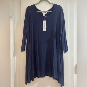 NWT Blue Tunic Top with flare and side splits 3XL